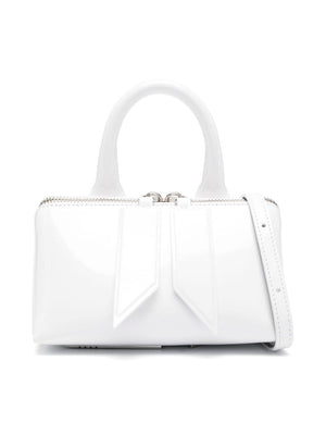 THE ATTICO Luxe White Mini Meteor Leather Handbag