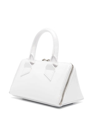 THE ATTICO Luxe White Mini Meteor Leather Handbag