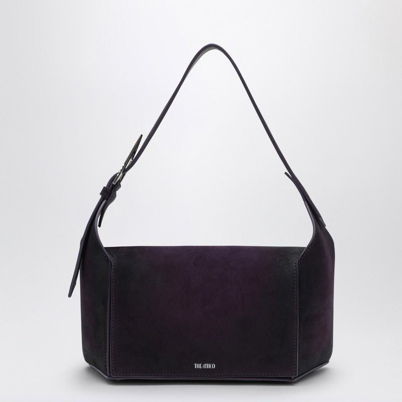 THE ATTICO Elegant Dark Violet Suede Shoulder Handbag