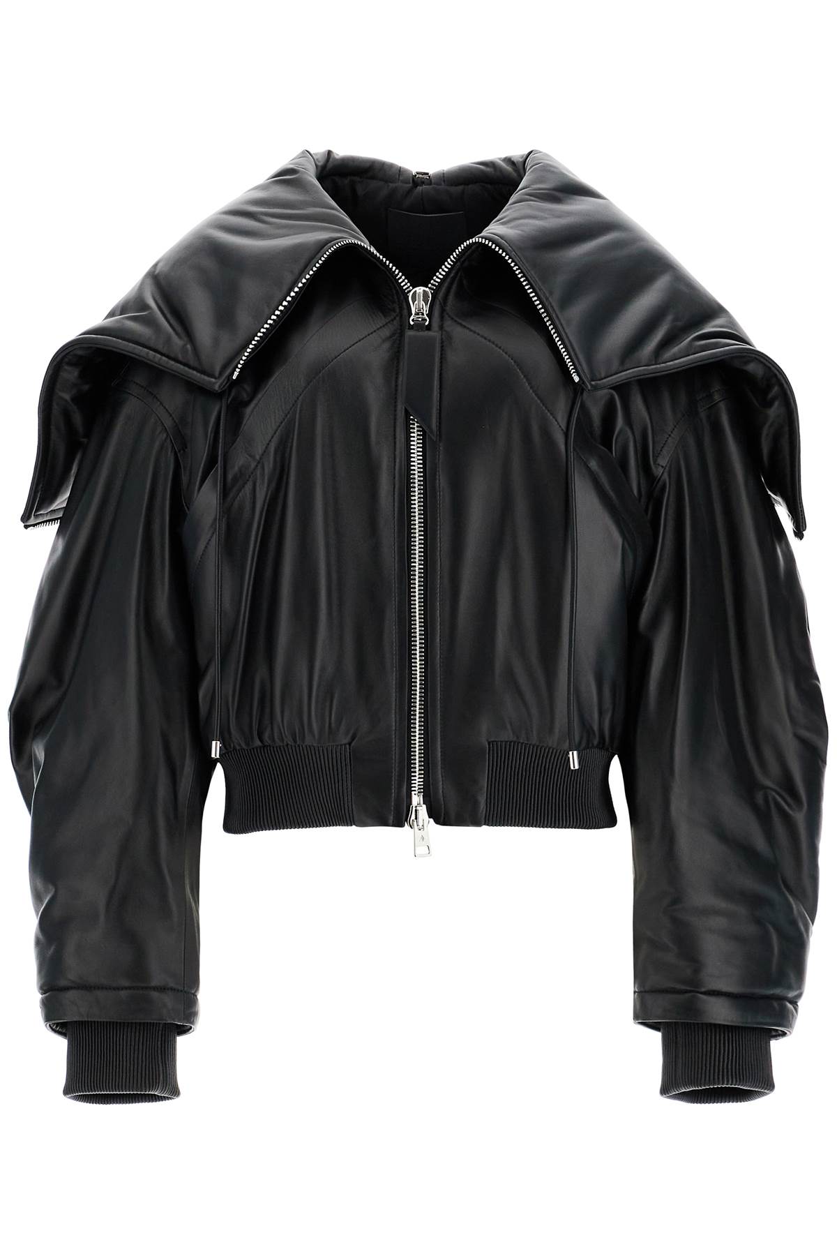 THE ATTICO Luxurious Black Leather Bomber Jacket for Women