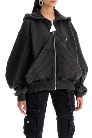 THE ATTICO Oversized Full-Zip Washed Cotton Sweatshirt with Maxi Hood