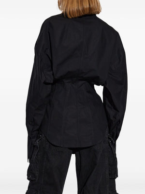 THE ATTICO Oversized Black Cotton Button-Up Shirt