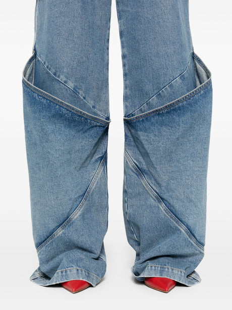THE ATTICO Sky Blue Wide-Leg Denim Cotton Jeans