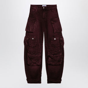 THE ATTICO Crimson Cascade Multi-Pocket Cargo Trousers