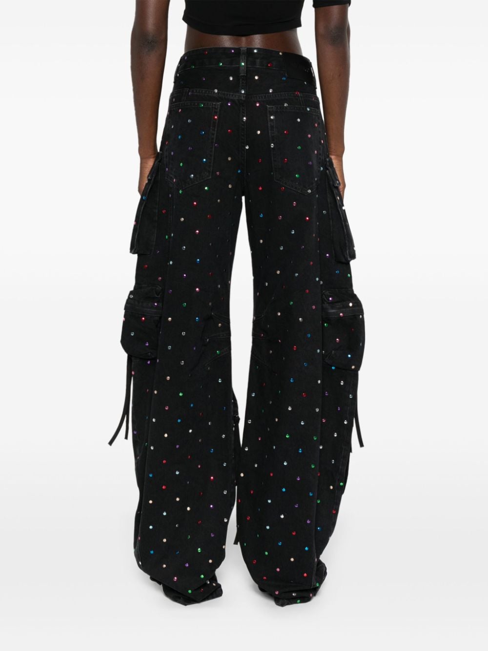 THE ATTICO Studded Wide-Leg Denim Cargo Jeans