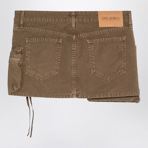 THE ATTICO Urban Khaki Cotton Mini Cargo Skirt