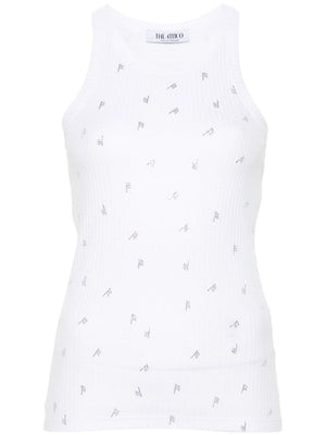 THE ATTICO Sleeveless Rhinestone Logo Cotton Tank Top