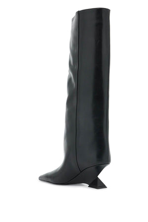 THE ATTICO Mini Leather Tube Boots with Iconic Pyramid Heel