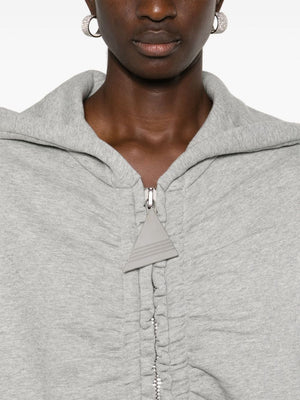 THE ATTICO Chic Grey Cotton Zip-Up Hoodie