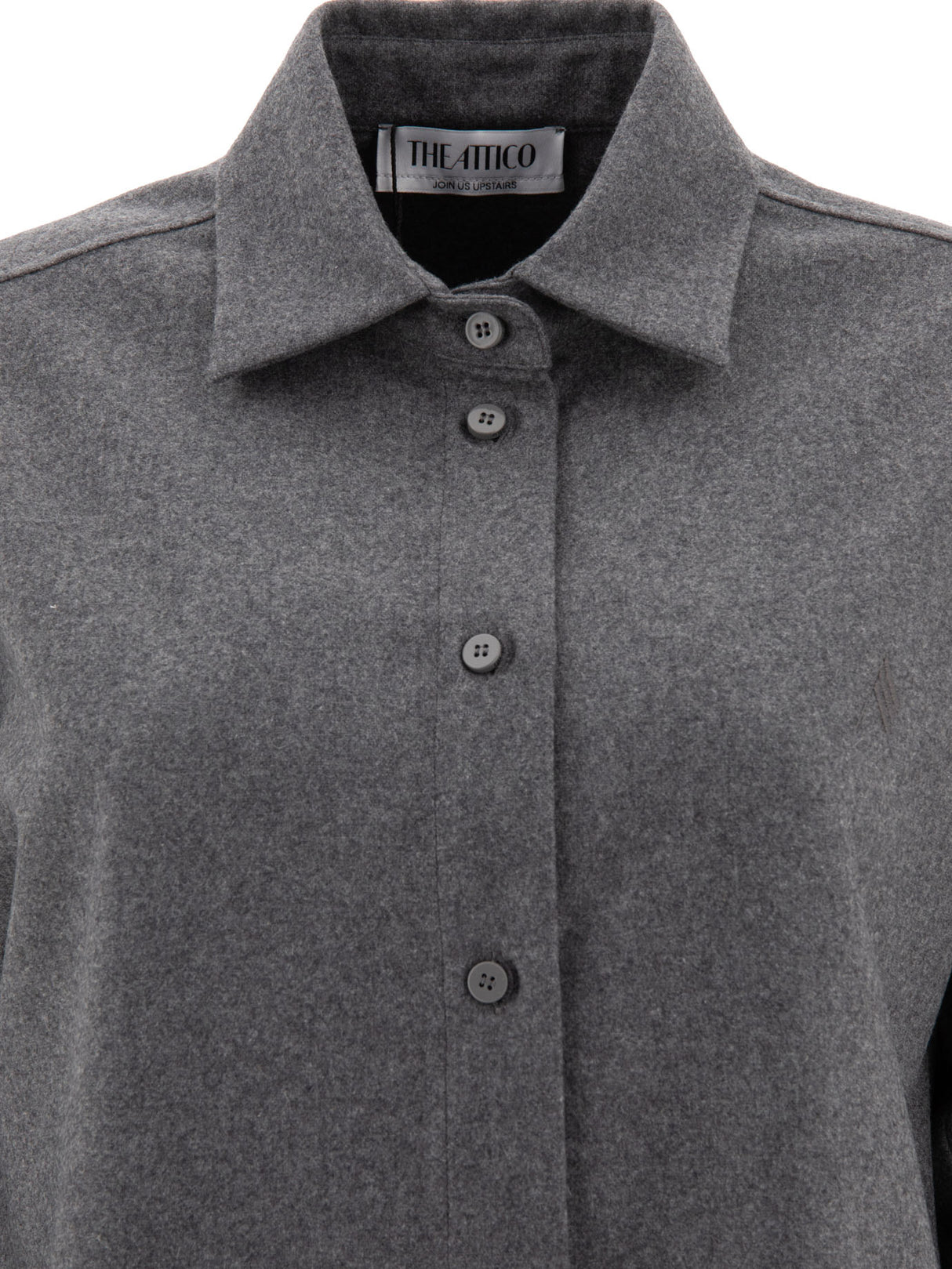 THE ATTICO Classic Grey Wool-Blend Long Sleeve Shirt