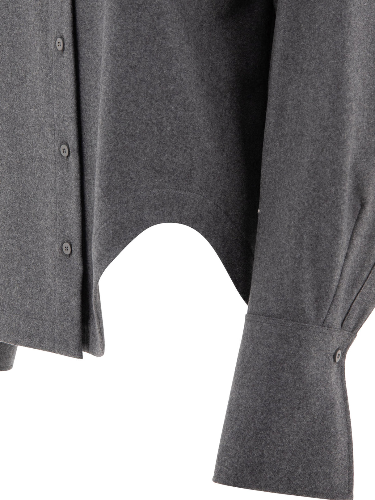 THE ATTICO Classic Grey Wool-Blend Long Sleeve Shirt