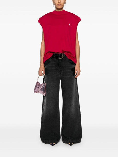 THE ATTICO Chic Black Distressed Wide-Leg Denim Jeans