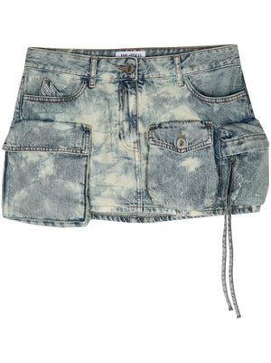 THE ATTICO Indigo Blue Cargo Pocket Denim Mini Skirt