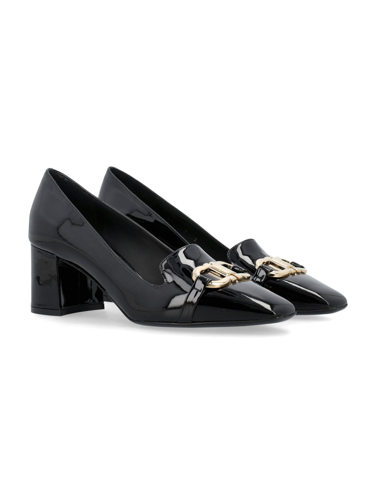 FERRAGAMO Elegant Patent Leather Block Heel Pumps 60mm