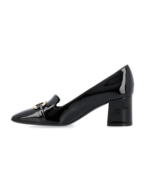 FERRAGAMO Elegant Patent Leather Block Heel Pumps 60mm