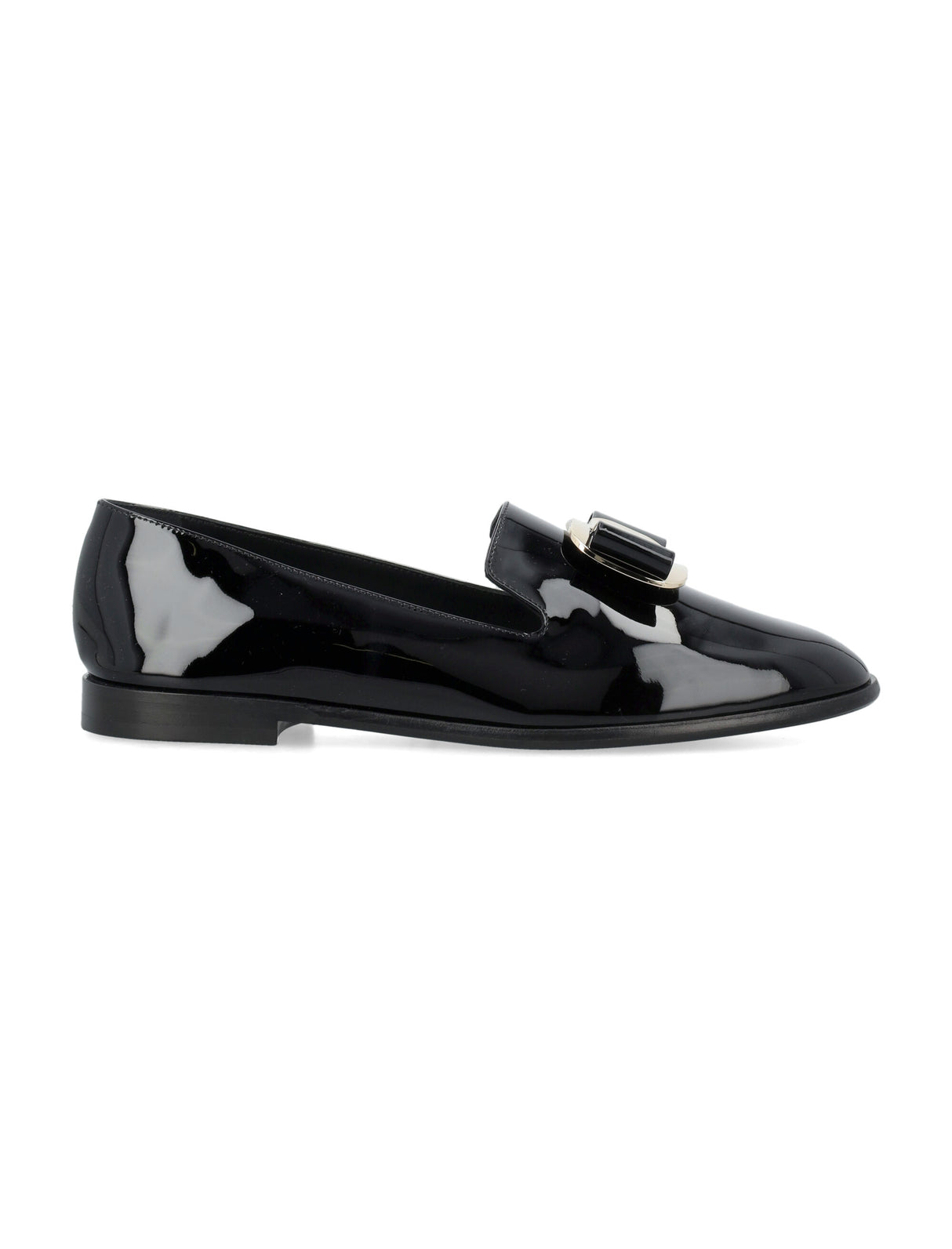 FERRAGAMO Zamira Patent Leather Bow Flats