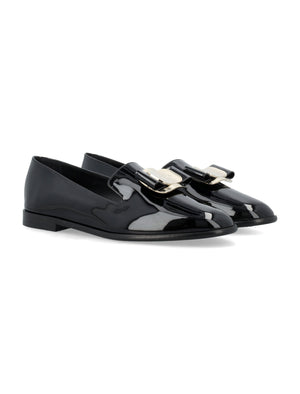 FERRAGAMO Zamira Patent Leather Bow Flats