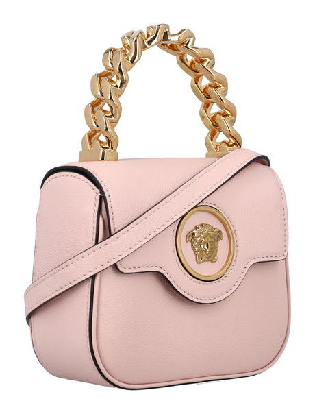 VERSACE Medusa Mini Top Handle Leather Bag - 5.3"H x 6.7"W x 2.75"D