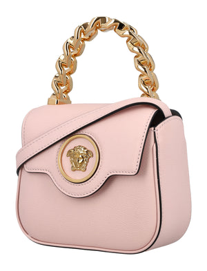 VERSACE Medusa Mini Top Handle Leather Bag - 5.3"H x 6.7"W x 2.75"D