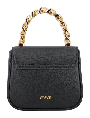 VERSACE Medusa Mini Black Leather Handbag with Gold-Tone Accents - 16x12 cm