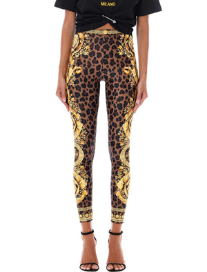 VERSACE Baroque Leopard Print Leggings - Size 40