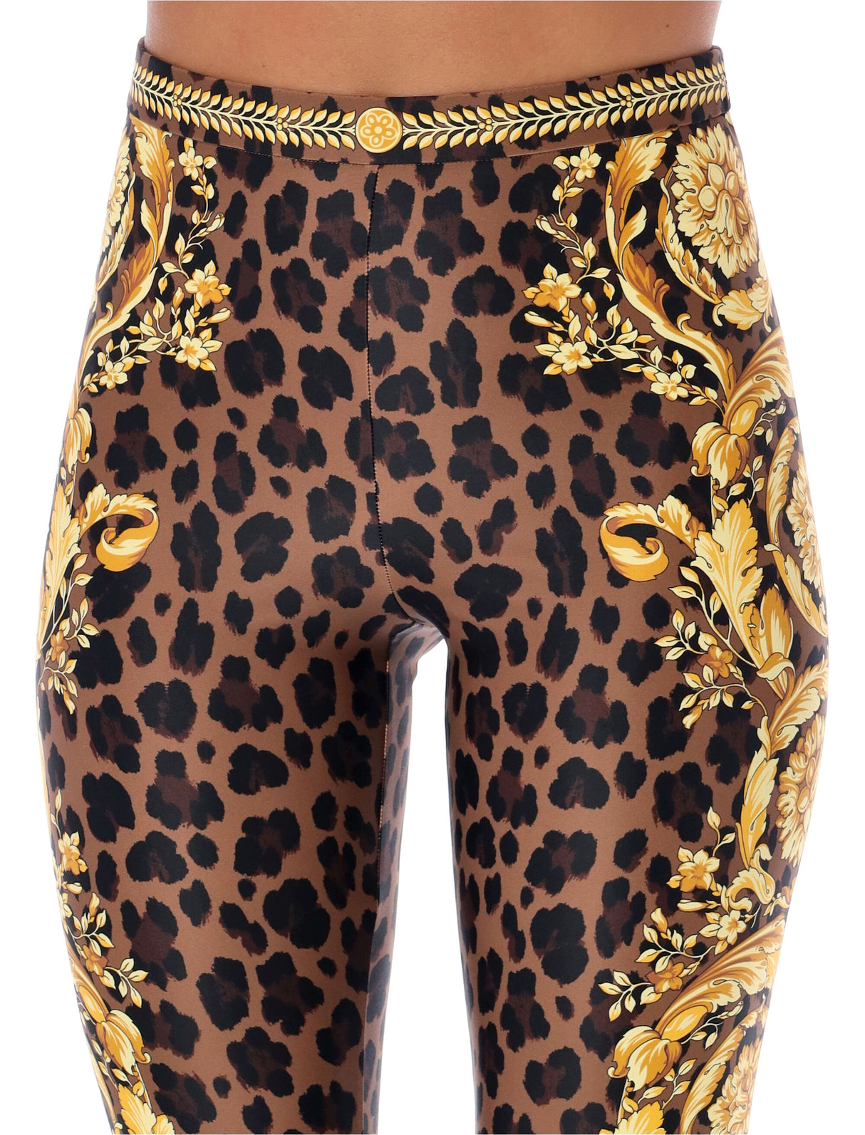 VERSACE Baroque Leopard Print Leggings - Size 40