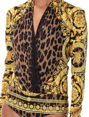 VERSACE Elegant Baroque Print Bodysuit - Size 40