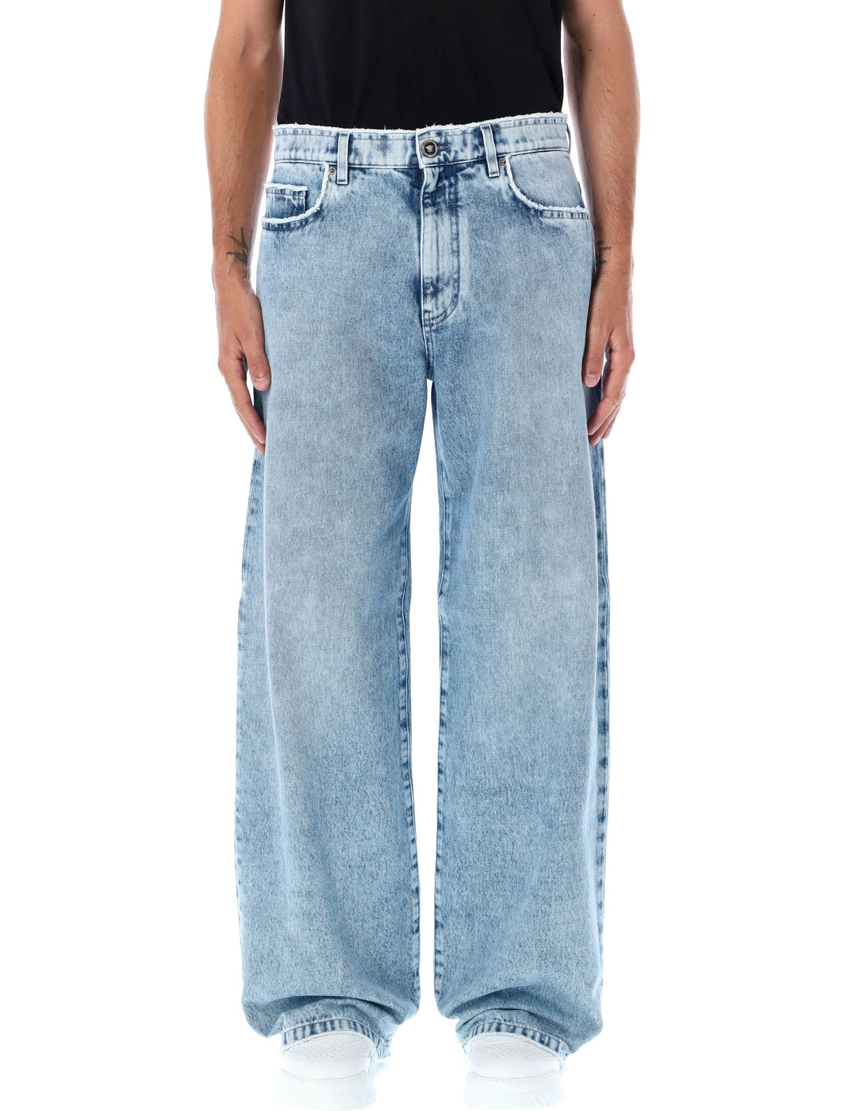 VERSACE Regular Fit Wide-Leg Denim Pants