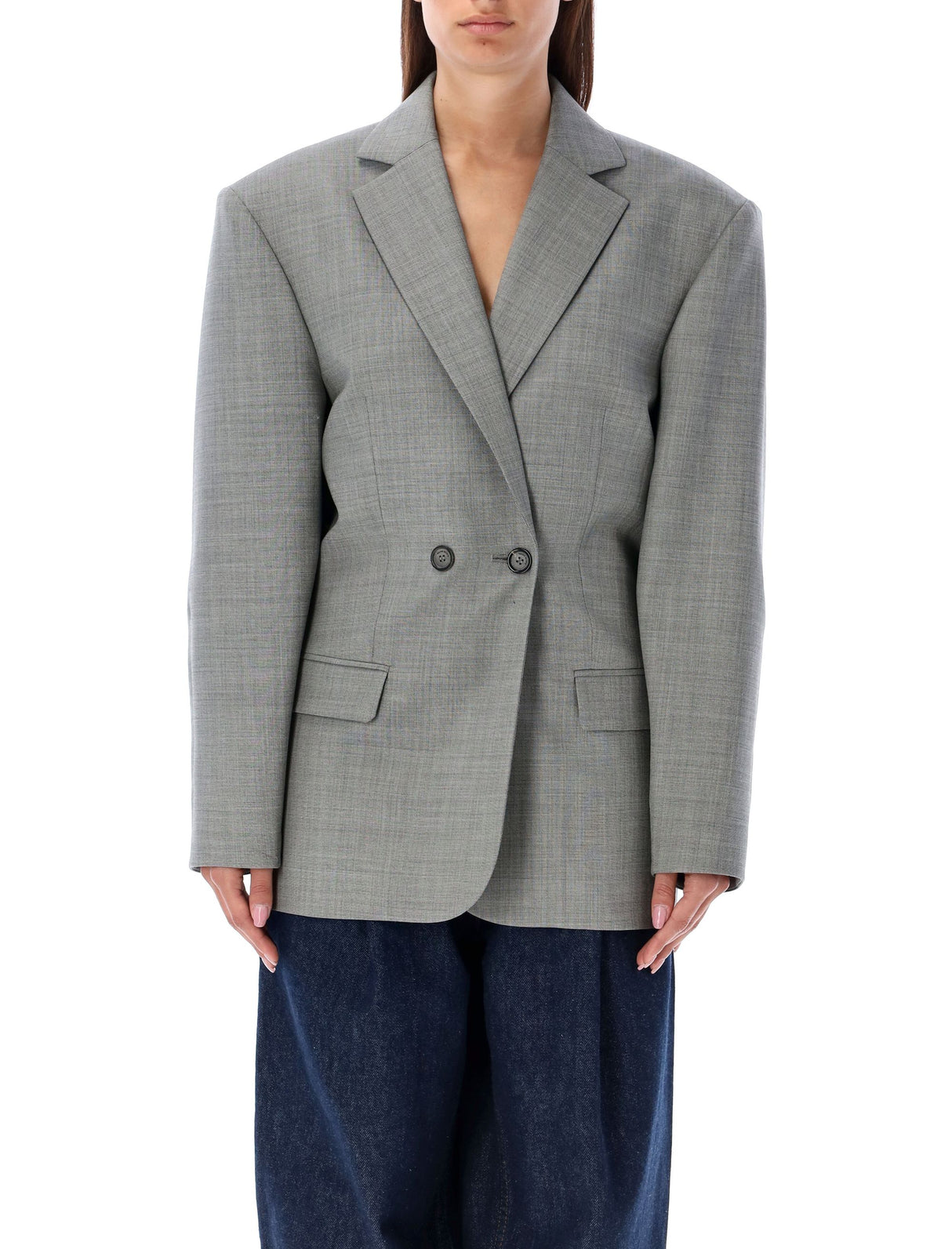 MAGDA BUTRYM Elegant Oversized Grey Blazer