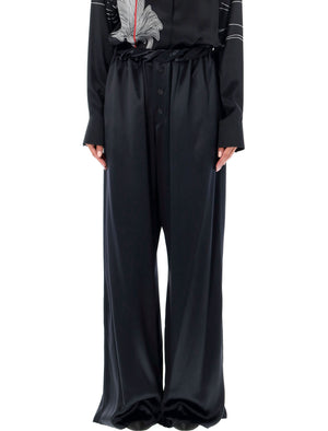 FERRAGAMO Satin Wide Leg Pajama Pants - Size 40