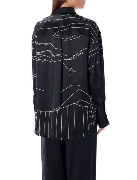 FERRAGAMO Printed Silk Shirt - Oversized Fit (Size 40)