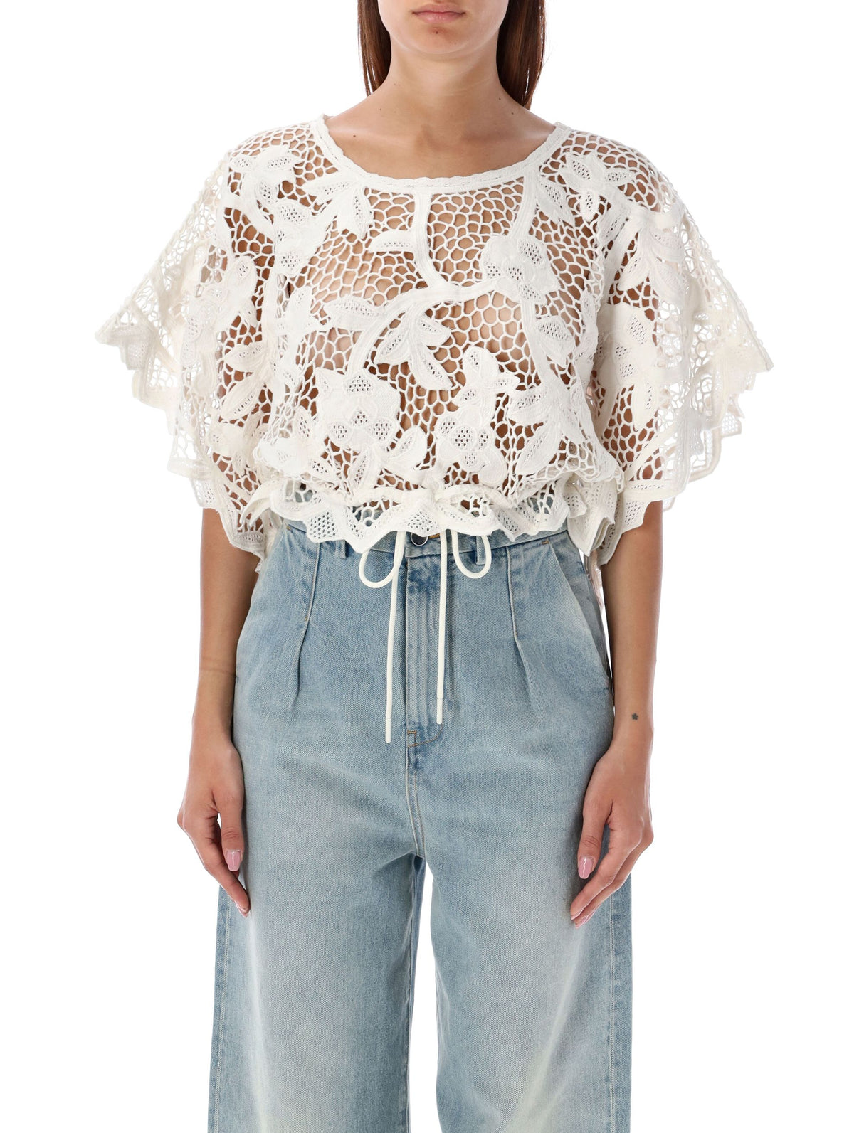 ZIMMERMANN Floral Crochet Scalloped Top