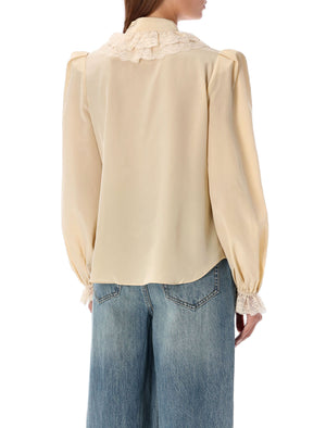 ZIMMERMANN Ruffle Blouse with Stand-Up Collar - Size 1