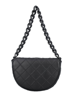 TORY BURCH Elegant Mini Crescent Quilted Handbag - 15x22x5.5 cm