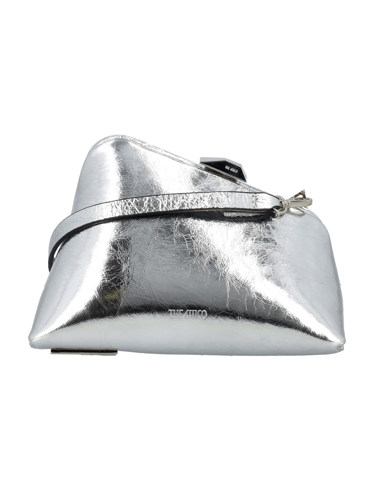 THE ATTICO Midnight Mini Clutch in Cracked Silver