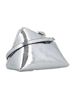 THE ATTICO Midnight Mini Clutch in Cracked Silver