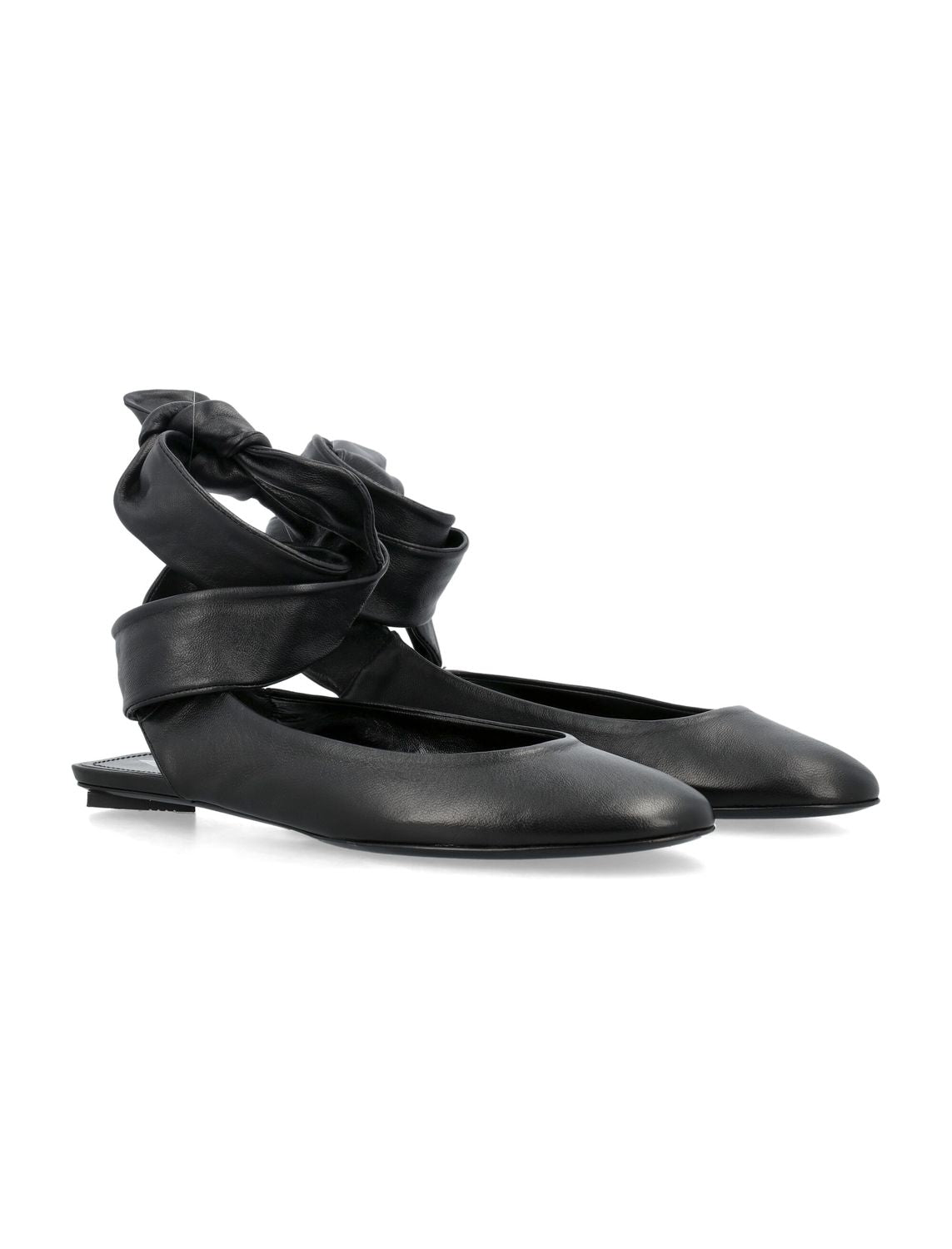 THE ATTICO Elegant Black Leather Ballerina Flats