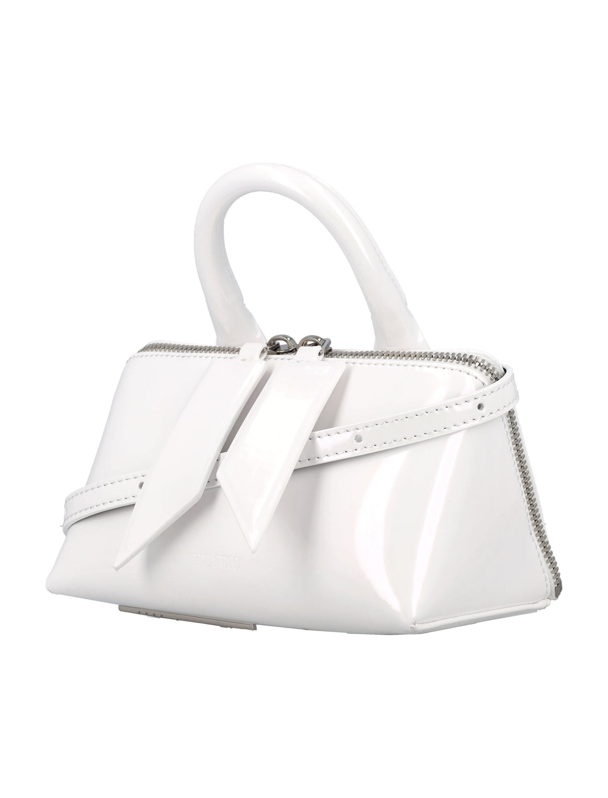 THE ATTICO Elegant Mini Craquelle Leather Handbag with Dual-Zip Closure