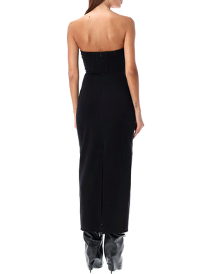 THE ATTICO Strapless Bustier Midi Dress with Large Zip Detail