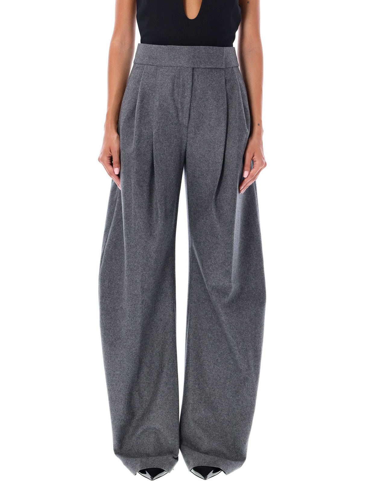 THE ATTICO Elegant High-Waist Wide-Leg Wool Trousers