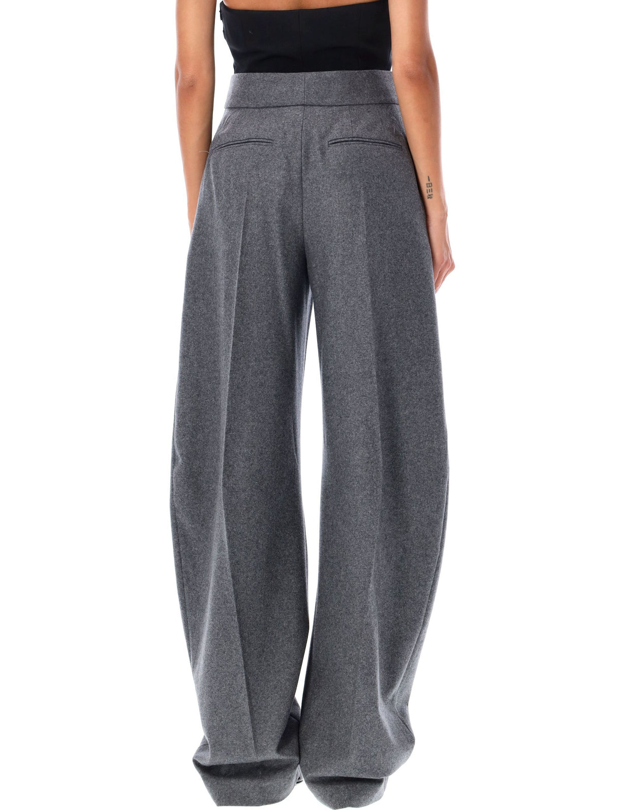 THE ATTICO Elegant High-Waist Wide-Leg Wool Trousers