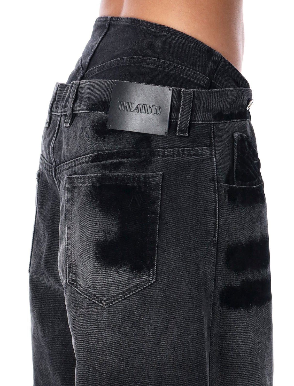 THE ATTICO Dual-Layer High Rise Distressed Jeans