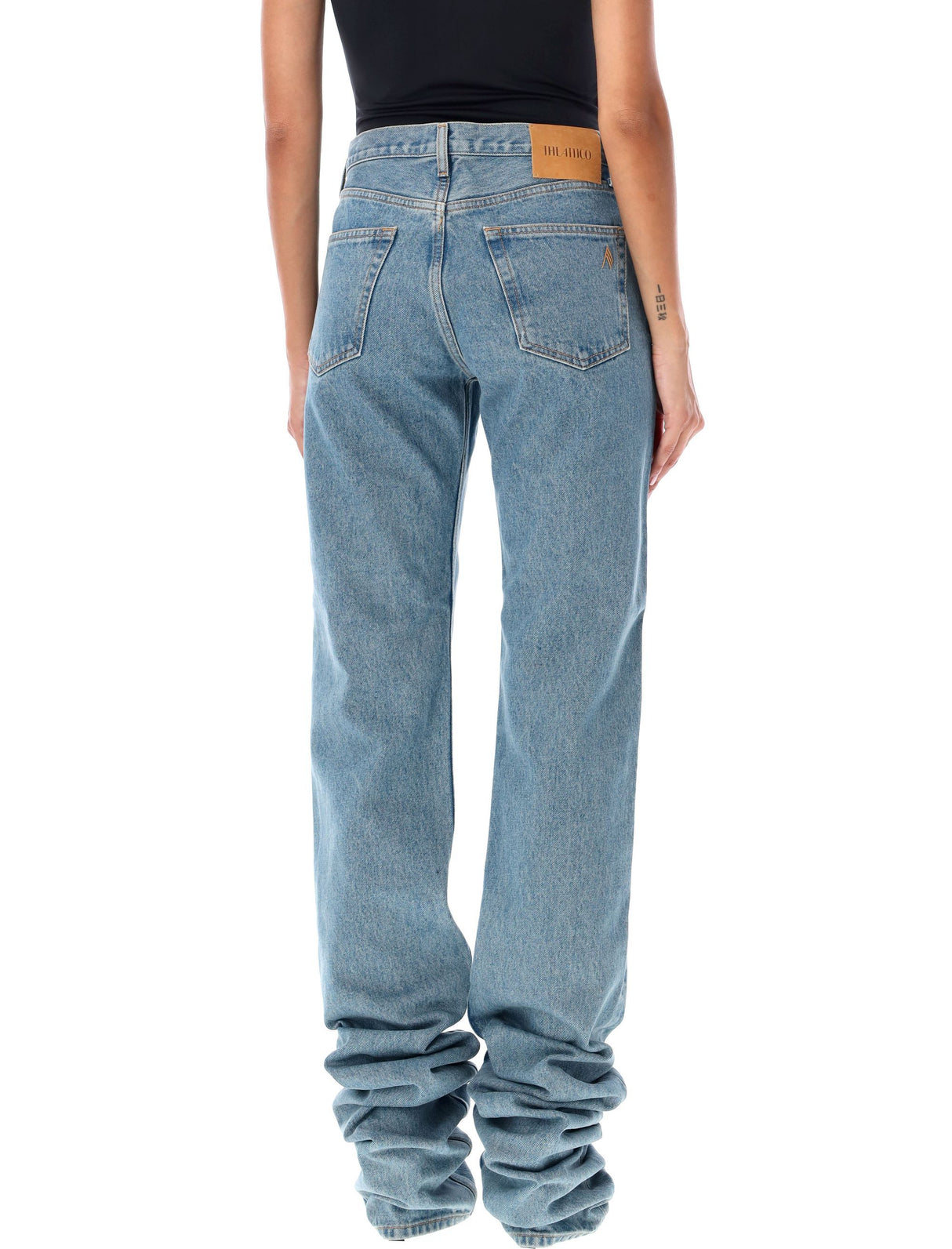 THE ATTICO Extra Long Slim Sky-Blue Denim Jeans