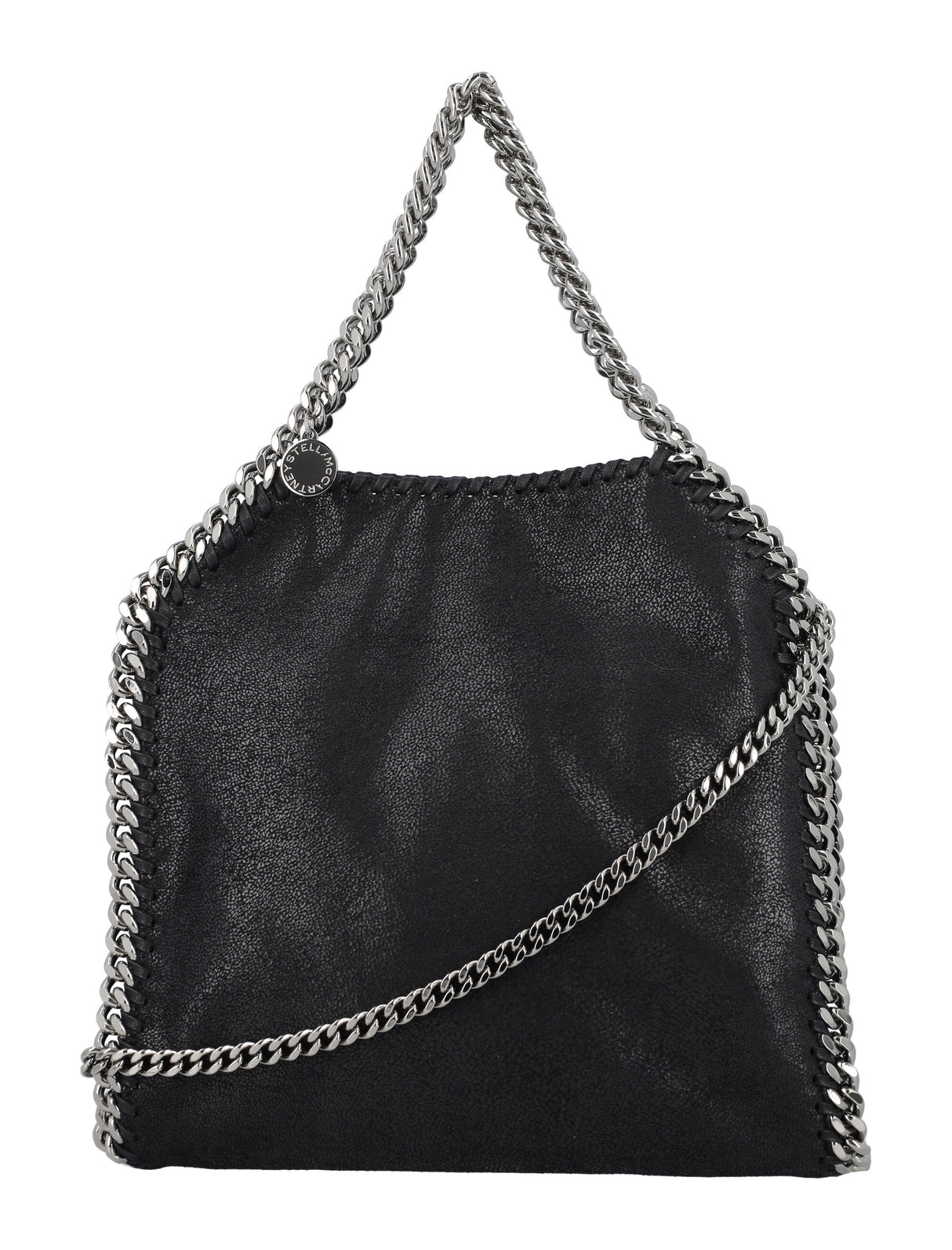 Túi Xách Mini Falabella Thân Thiện Môi Trường Màu Đen Với Chi Tiết Dây Xích Bạc