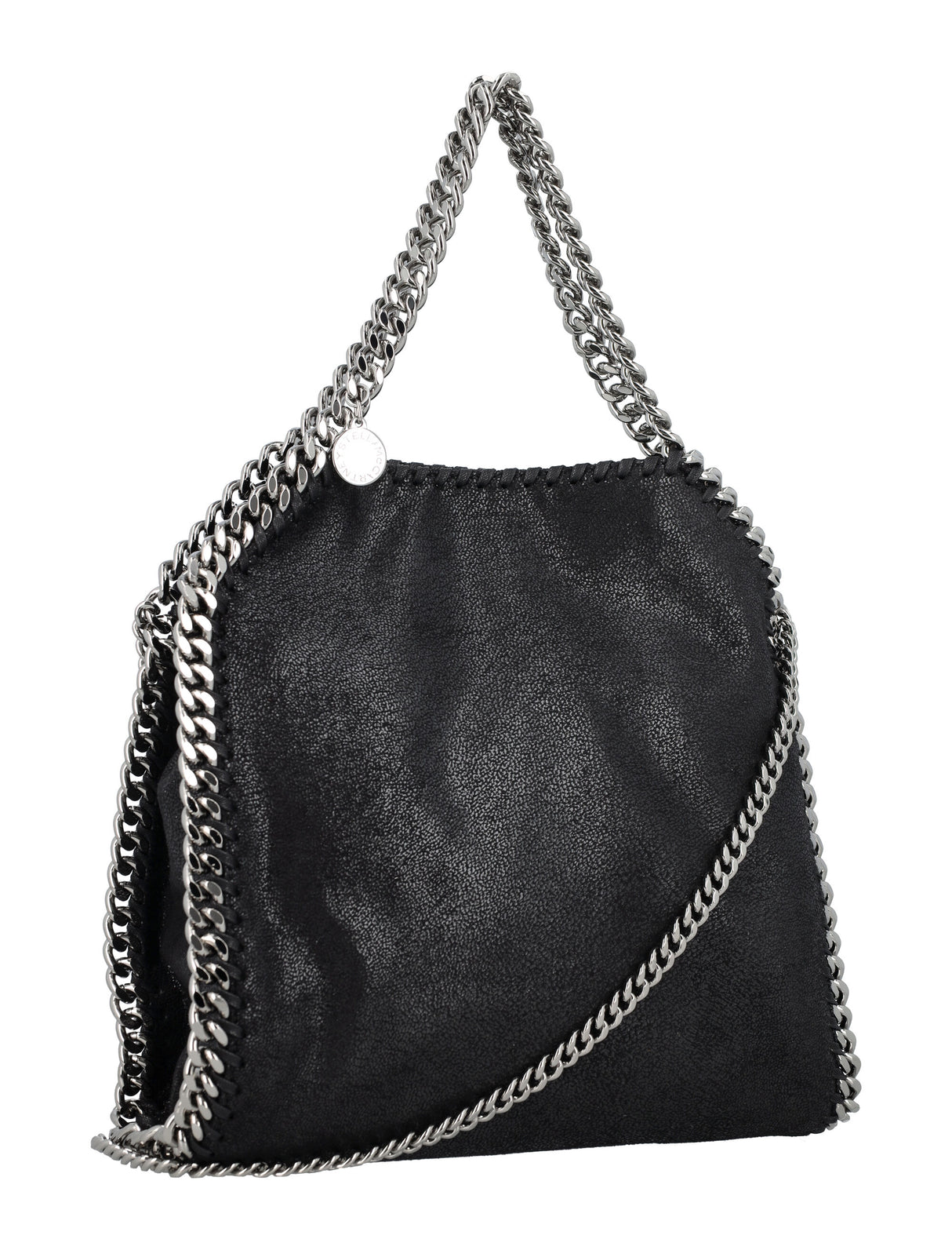 Túi Xách Mini Falabella Thân Thiện Môi Trường Màu Đen Với Chi Tiết Dây Xích Bạc