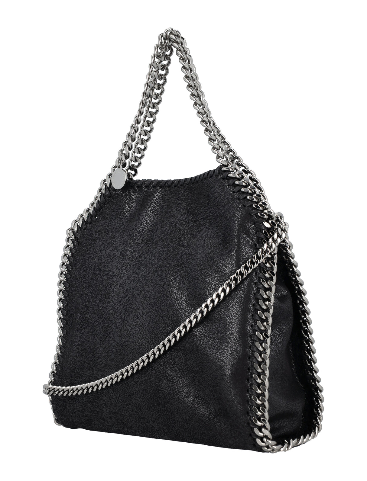 Túi Xách Mini Falabella Thân Thiện Môi Trường Màu Đen Với Chi Tiết Dây Xích Bạc