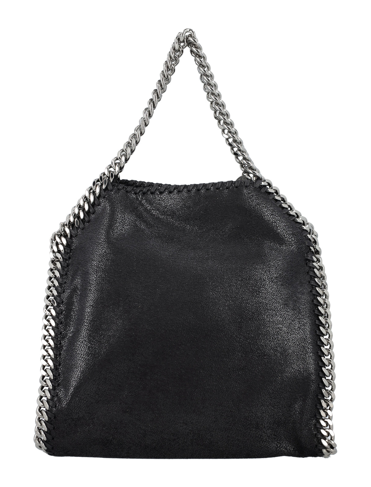 STELLA MCCARTNEY Eco-Friendly Mini Falabella Tote in Black with Silver Chain Detail