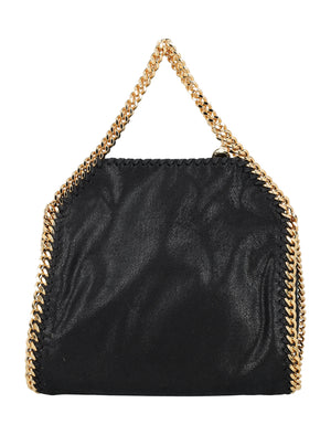 STELLA MCCARTNEY Mini Falabella Tote with Gold Chain Detail, Black - Shoulder & Handbag