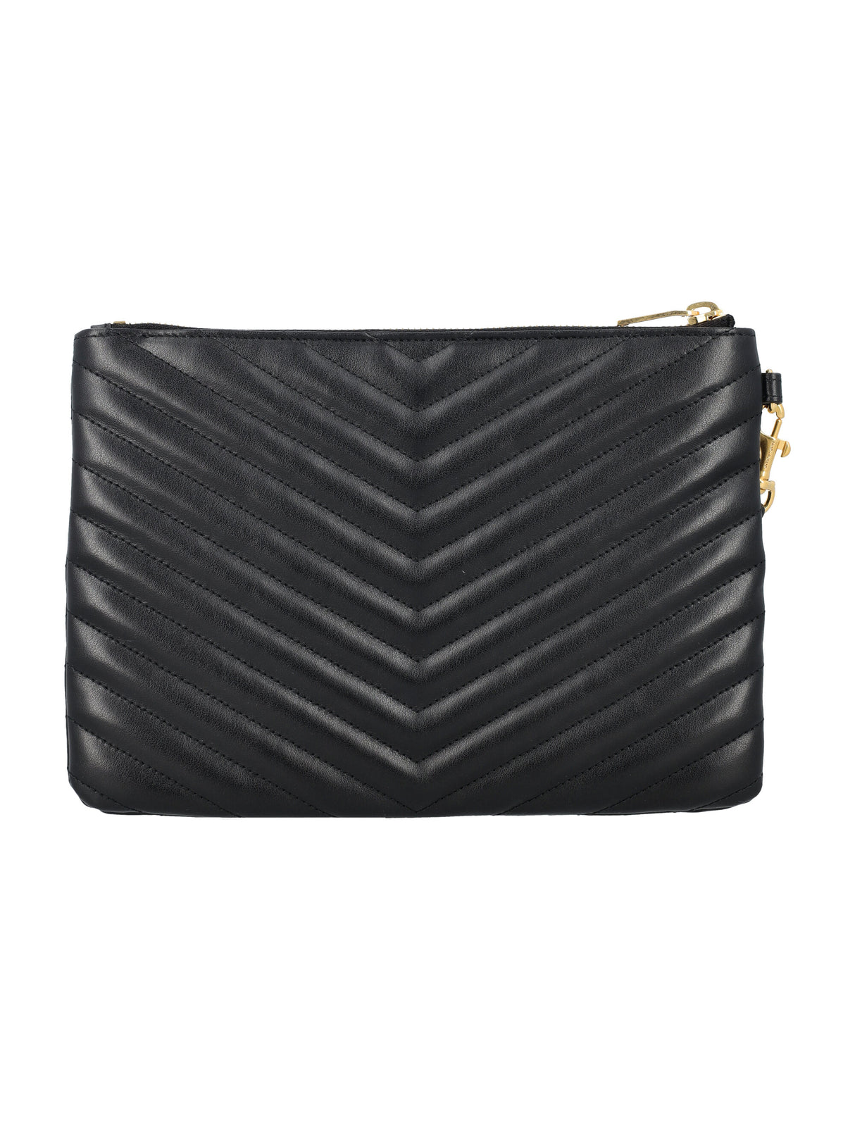 SAINT LAURENT Chevron-Quilted Mini Pouch Handbag