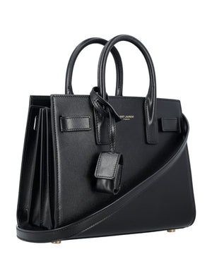 SAINT LAURENT Elegant Mini Leather Handbag with Accordion Sides and Detachable Strap